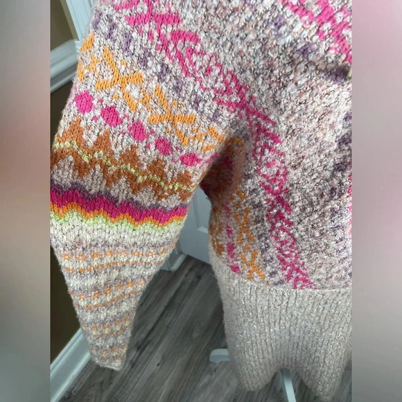 Free People Forever Fair Isle Sweater Dress in Strawberry Combo Size Medium - Picture 10 of 16